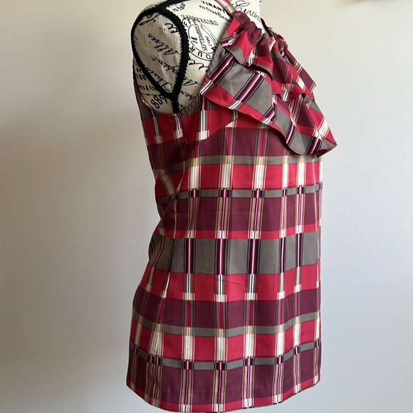 Banana Republic plaid sleeveless ruffle top Size XS New without tags - Picture 2 of 16